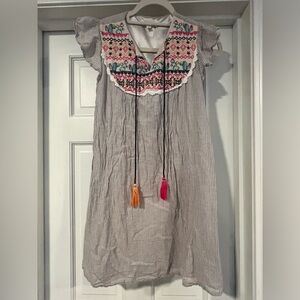 Striped Dress with Embroidered Details